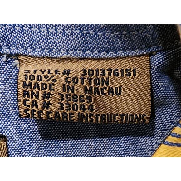 Roper Button Front Shirt Long Sleeve Yellow Blue Stripe Mens Sz X-Large Western - Picture 6 of 7